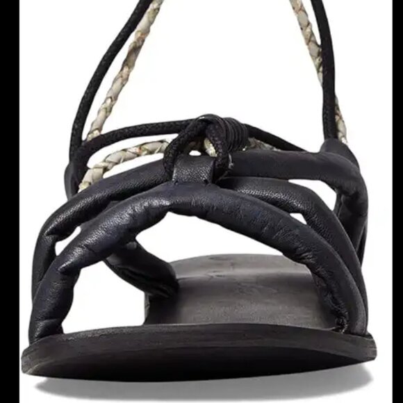 NEW Free People Linden Leather Wrap Sandals in Black  Size 39 - Picture 6 of 16